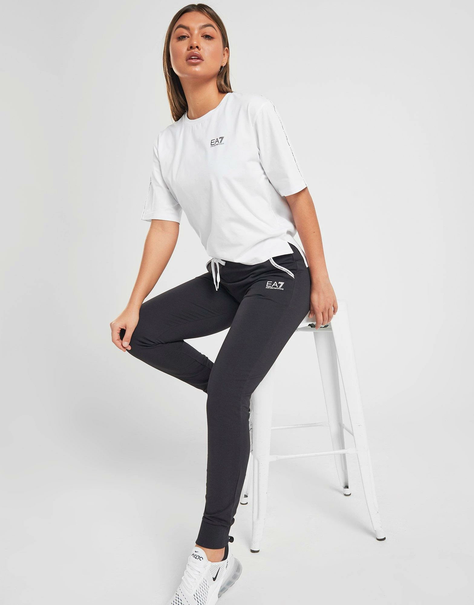 Emporio Armani EA7 Tape T-Shirt Dame Hvid