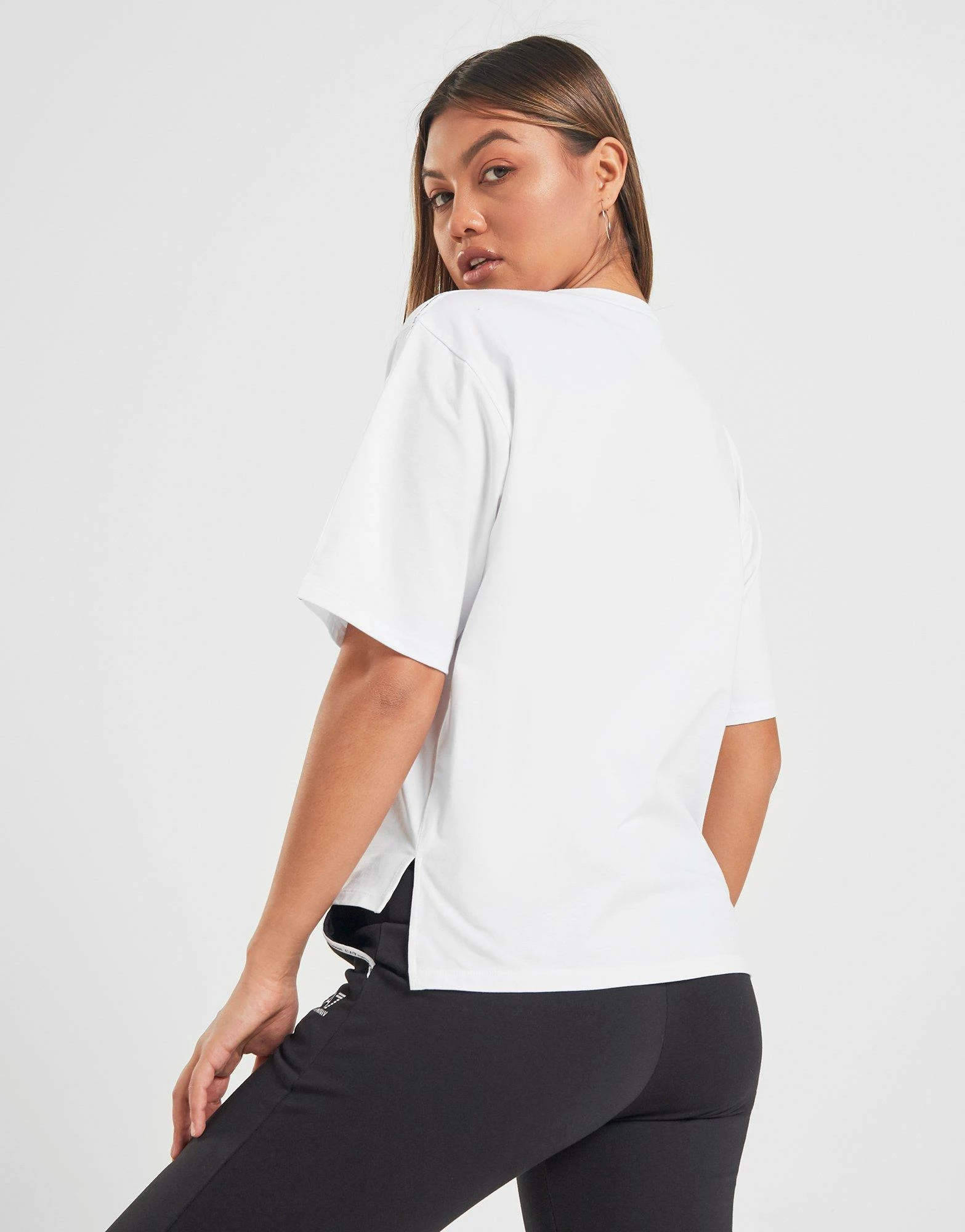 Emporio Armani EA7 Tape T-Shirt Dame Hvid - Billede 3