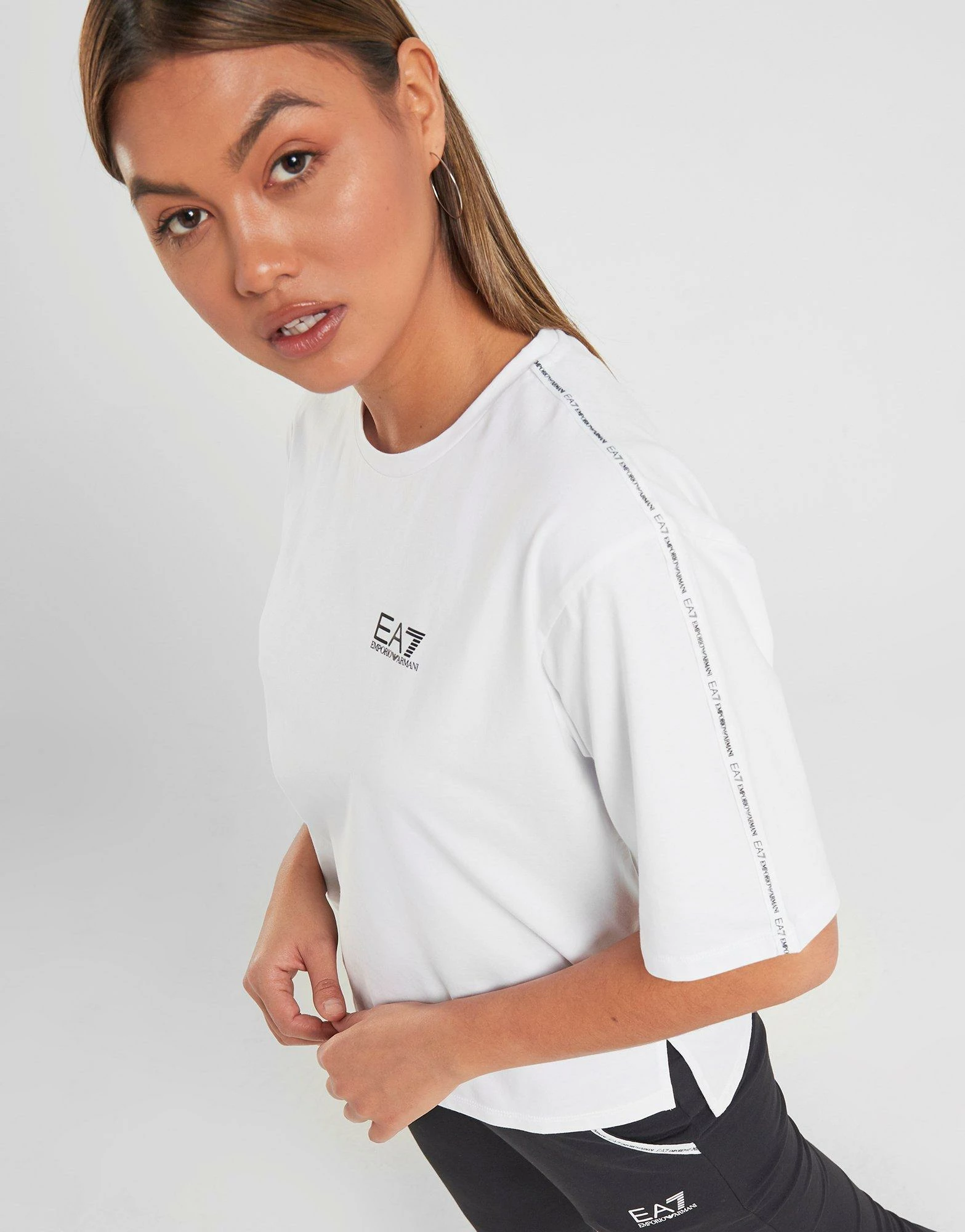 Emporio Armani EA7 Tape T-Shirt Dame Hvid - Billede 6