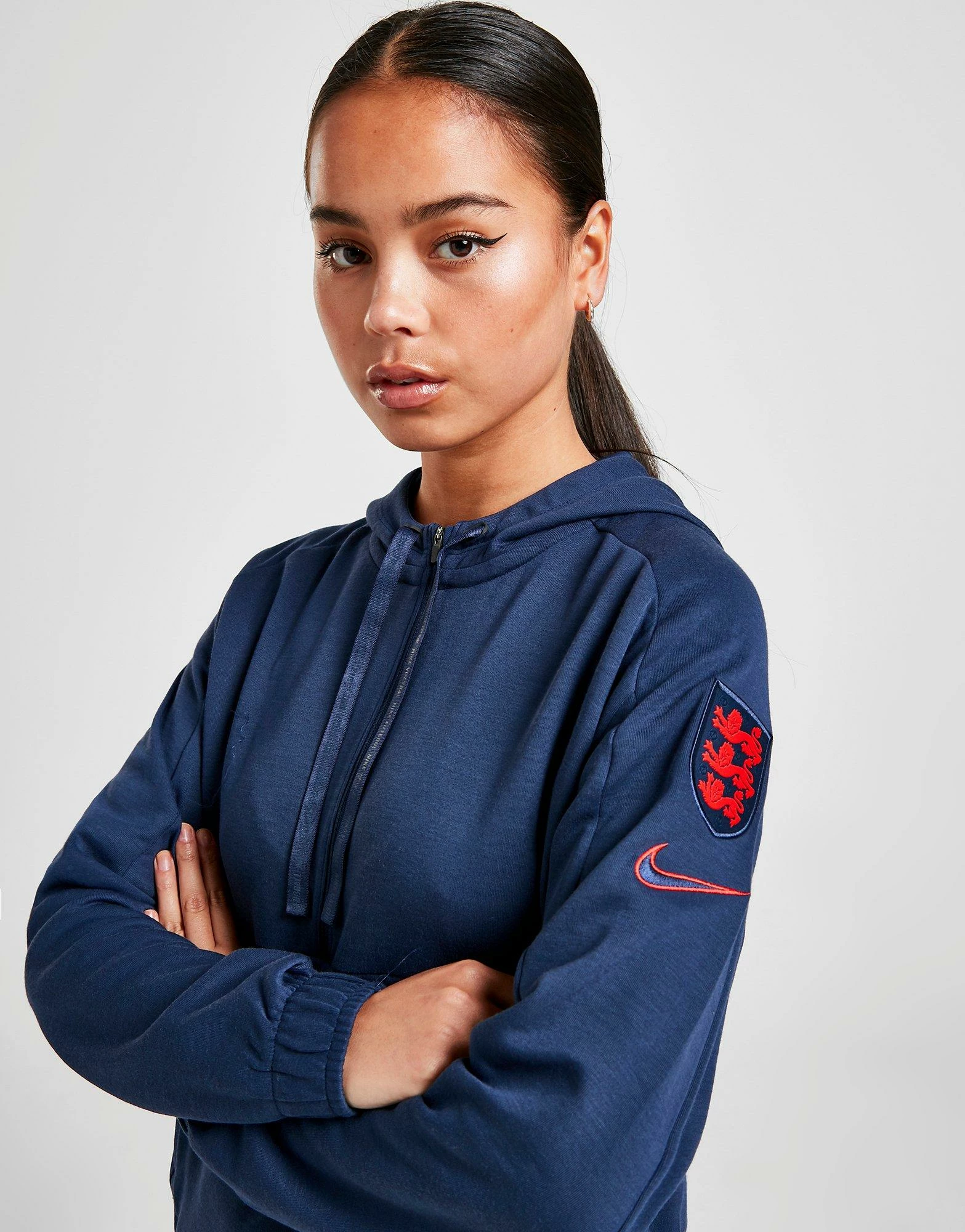 Nike England Cropped Pullover Hoodie Blå - Billede 4