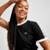 Fred Perry Tape Ringer T-Shirt Dame Sort
