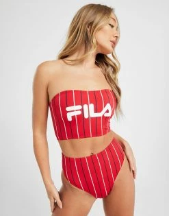 Fila Pinstripe High Waist Bikini Bottoms Dame Rød