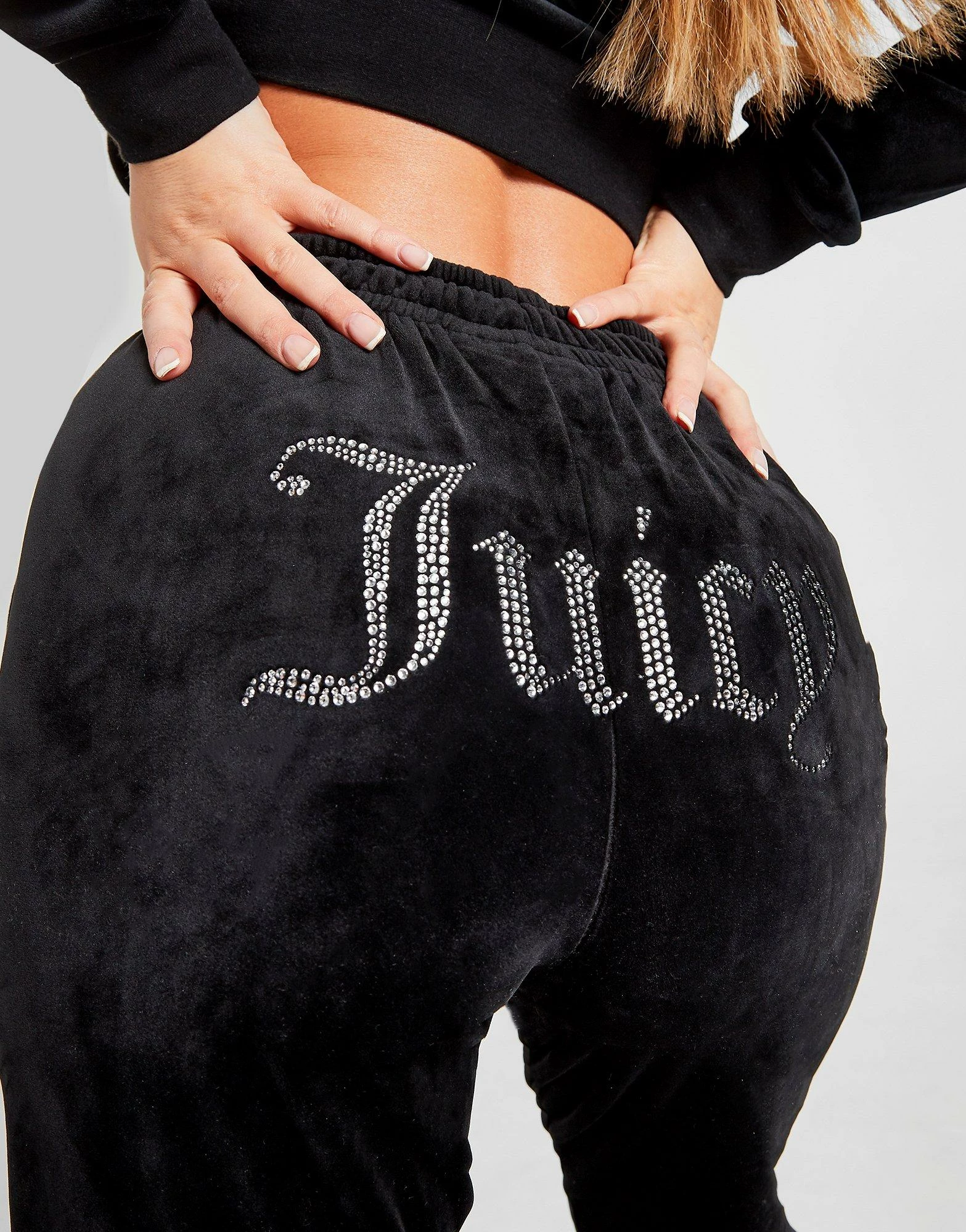 JUICY COUTURE Diamante Velour Joggingbukser Dame Sort - Billede 6