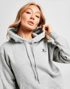 Converse Chevron Overhead Hoodie Dame Grå