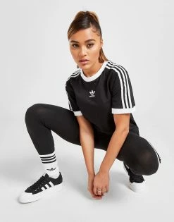 Adidas Originals 3-Stripes Trefoil Boyfriend T-Shirt Sort