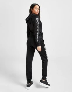 Emporio Armani EA7 Logo Poly Hooded Tracksuit Sort -Pink Soda Sport shop jd 396992 c