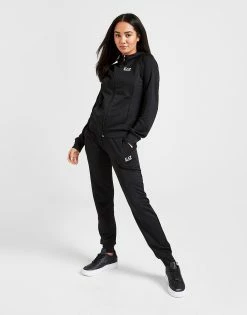 Emporio Armani EA7 Logo Poly Hooded Tracksuit Sort -Pink Soda Sport shop jd 396992 d