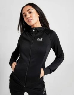 Emporio Armani EA7 Logo Poly Hooded Tracksuit Sort -Pink Soda Sport shop jd 396992 f