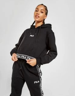 Fila Jaquard Boxy Crop Hoodie Sort -Pink Soda Sport shop jd 448537 e