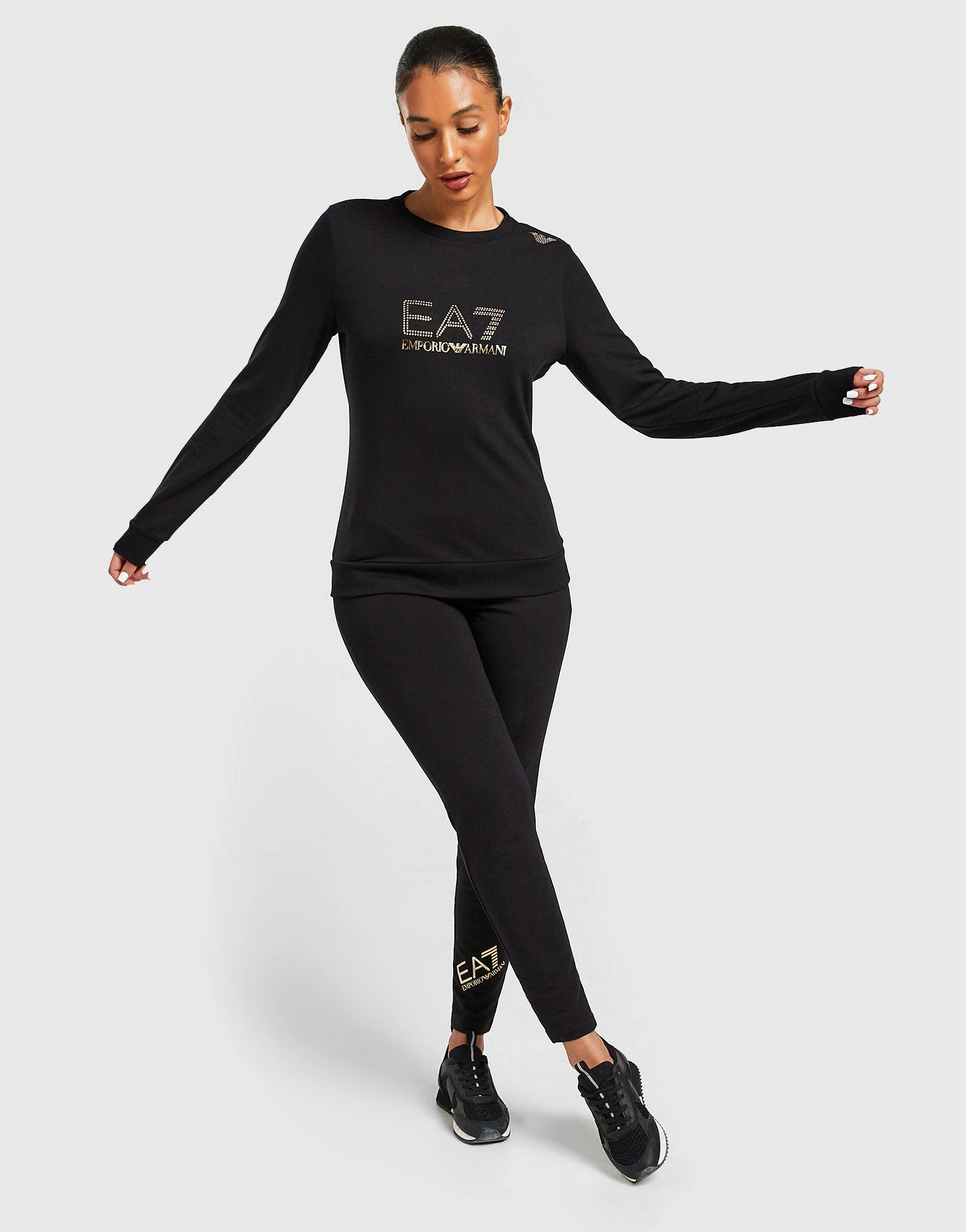 Emporio Armani EA7 Stud Crew Sweatshirt Sort - Billede 4