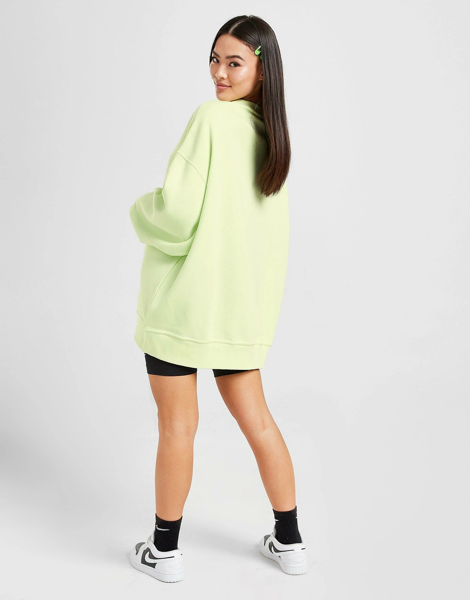 Nike Oversized Fleece Boyfriend Crew Neck Sweatshirt Grøn - Billede 3