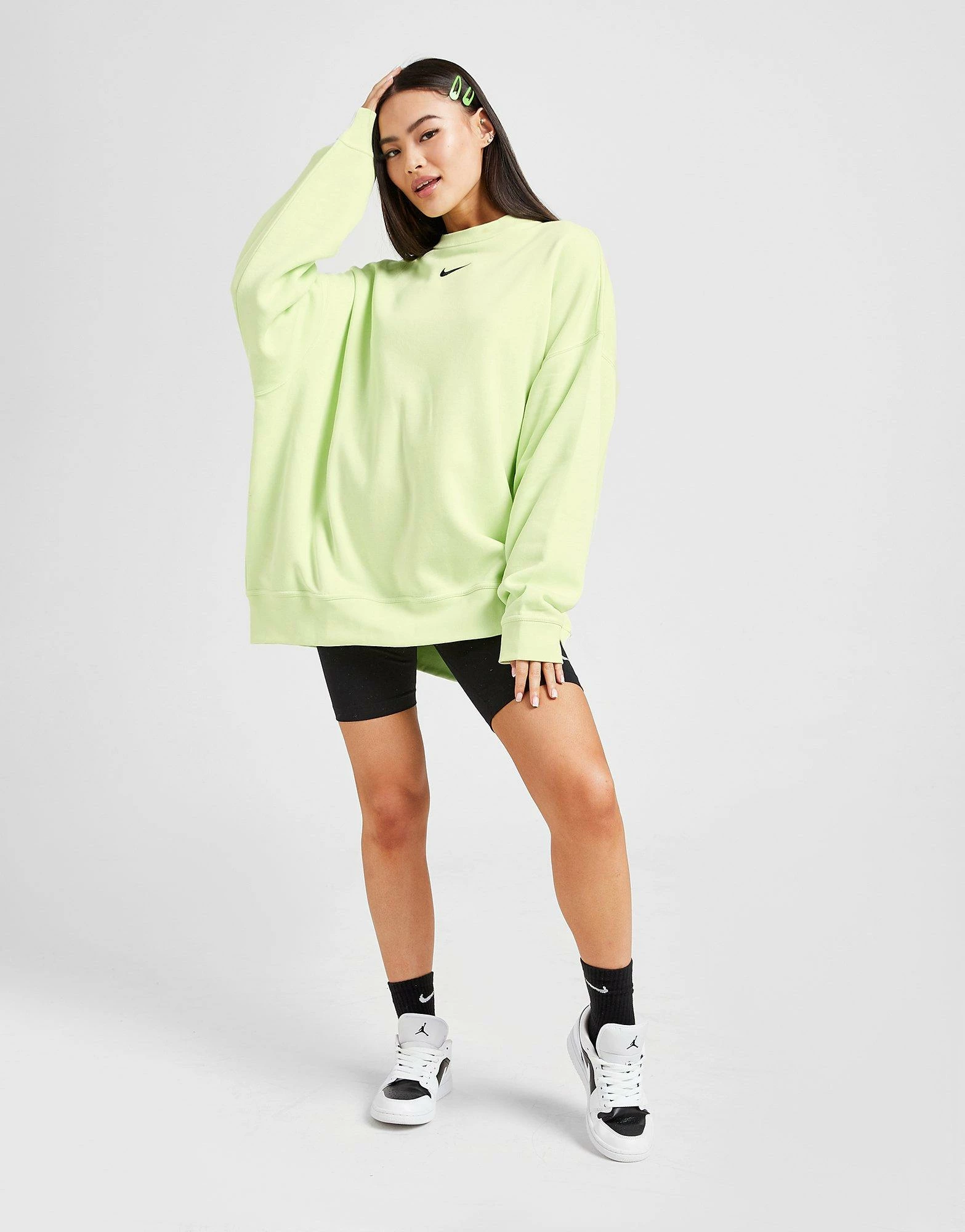 Nike Oversized Fleece Boyfriend Crew Neck Sweatshirt Grøn - Billede 4