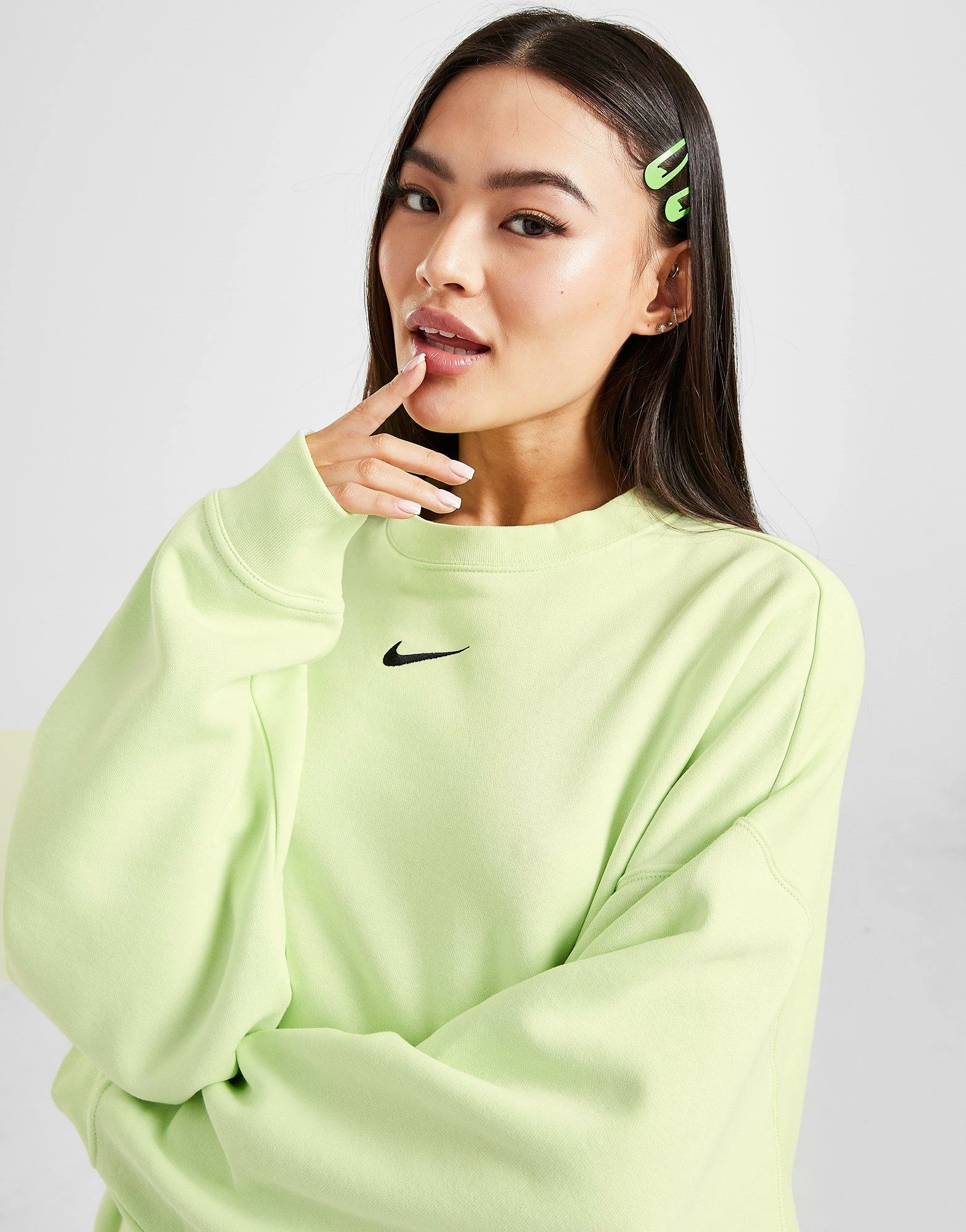 Nike Oversized Fleece Boyfriend Crew Neck Sweatshirt Grøn - Billede 5
