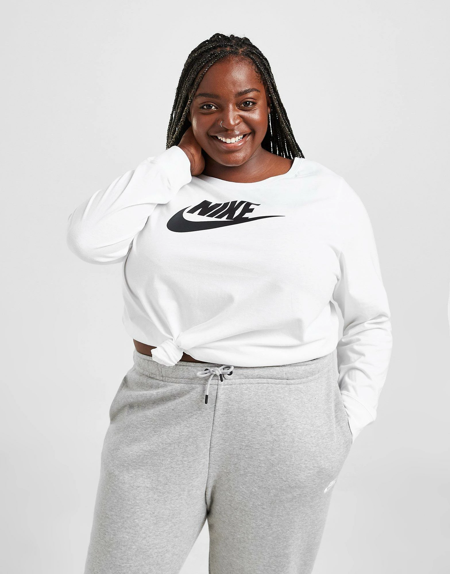 Nike Futura Plus Size Long Sleeve T-Shirt Hvid - Billede 2