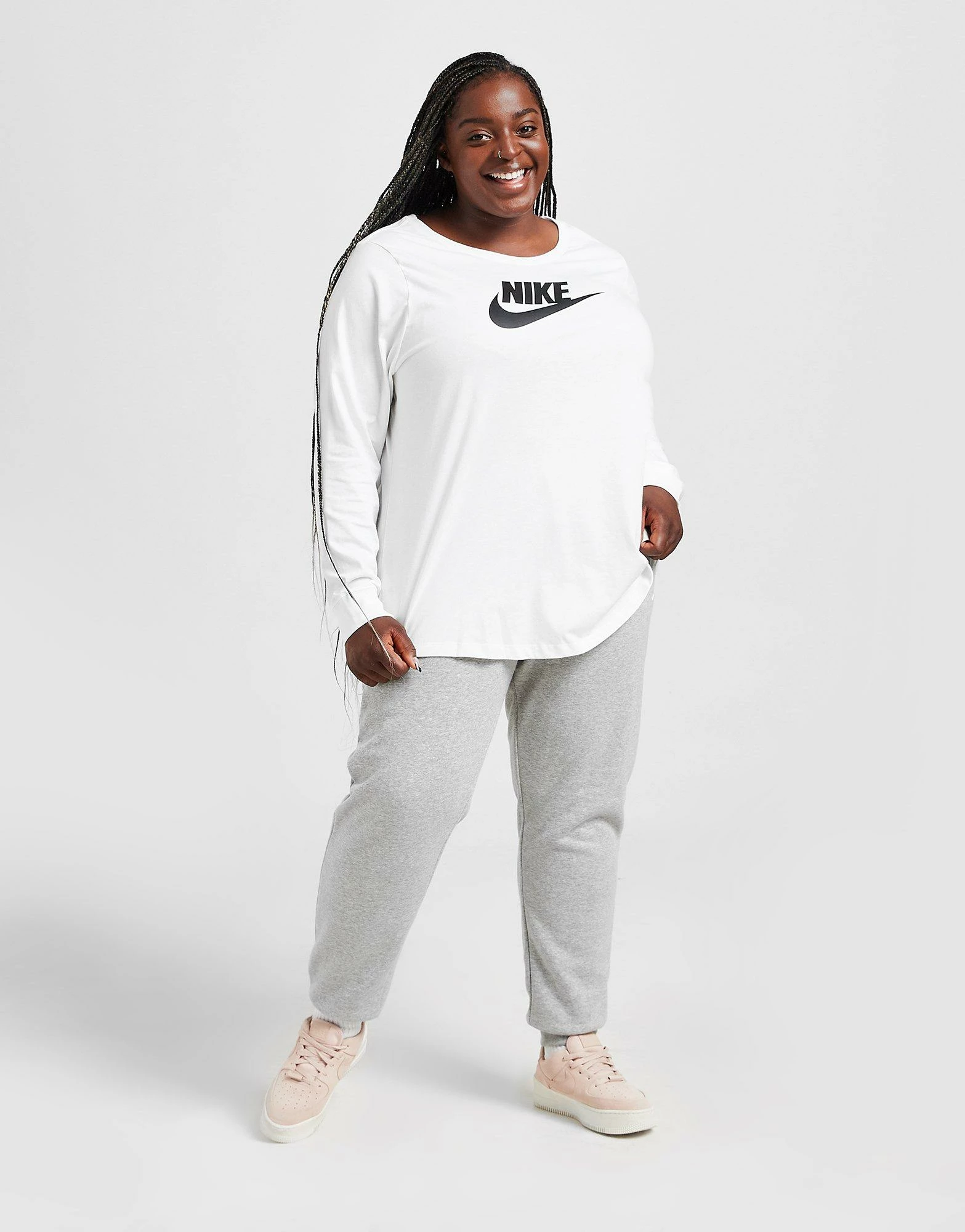 Nike Futura Plus Size Long Sleeve T-Shirt Hvid - Billede 3