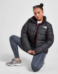 The North Face All Over Print Logo Puffa Jacket Sort