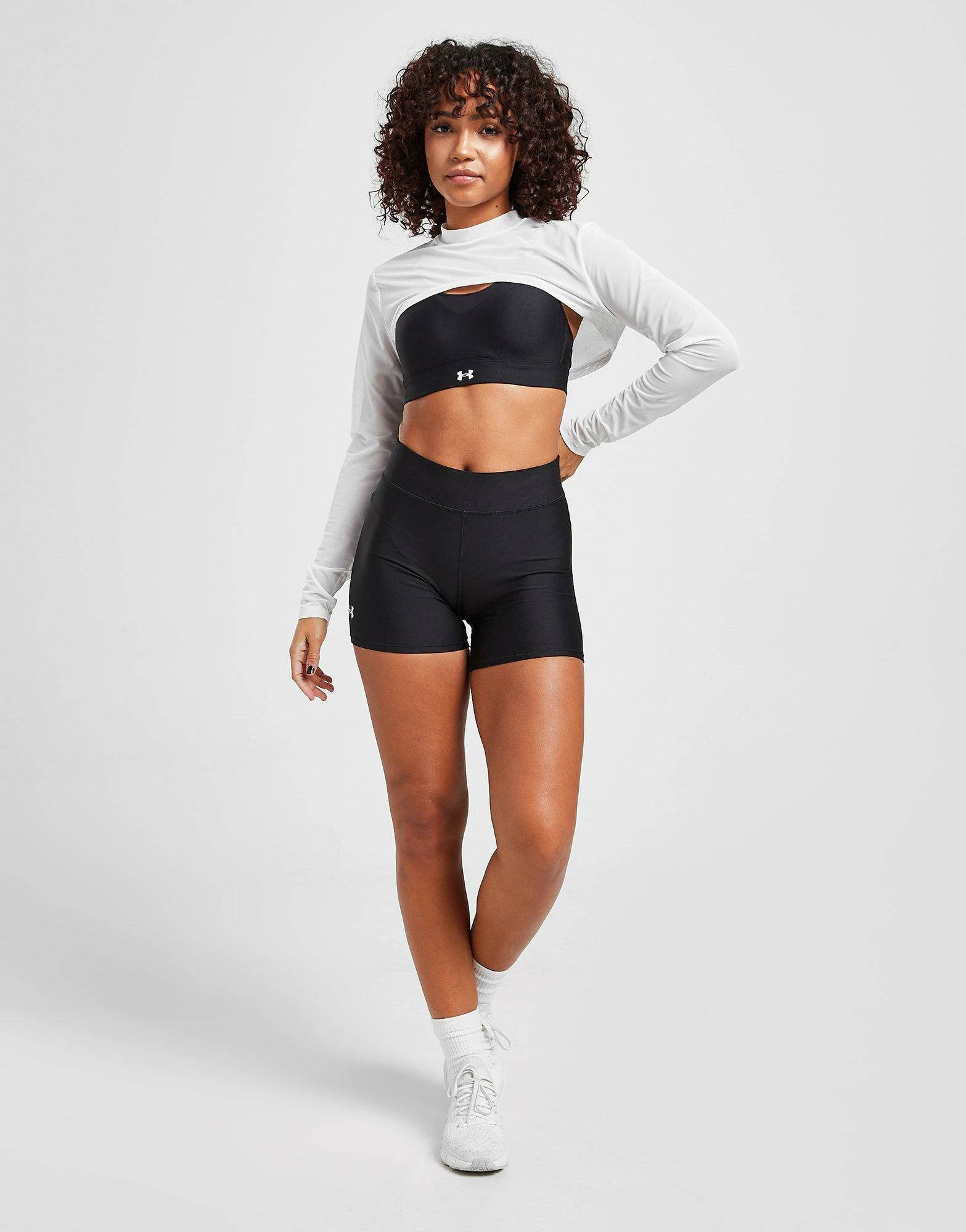 Under Armour Mesh Long Sleeve Super-Crop Top Hvid - Billede 3