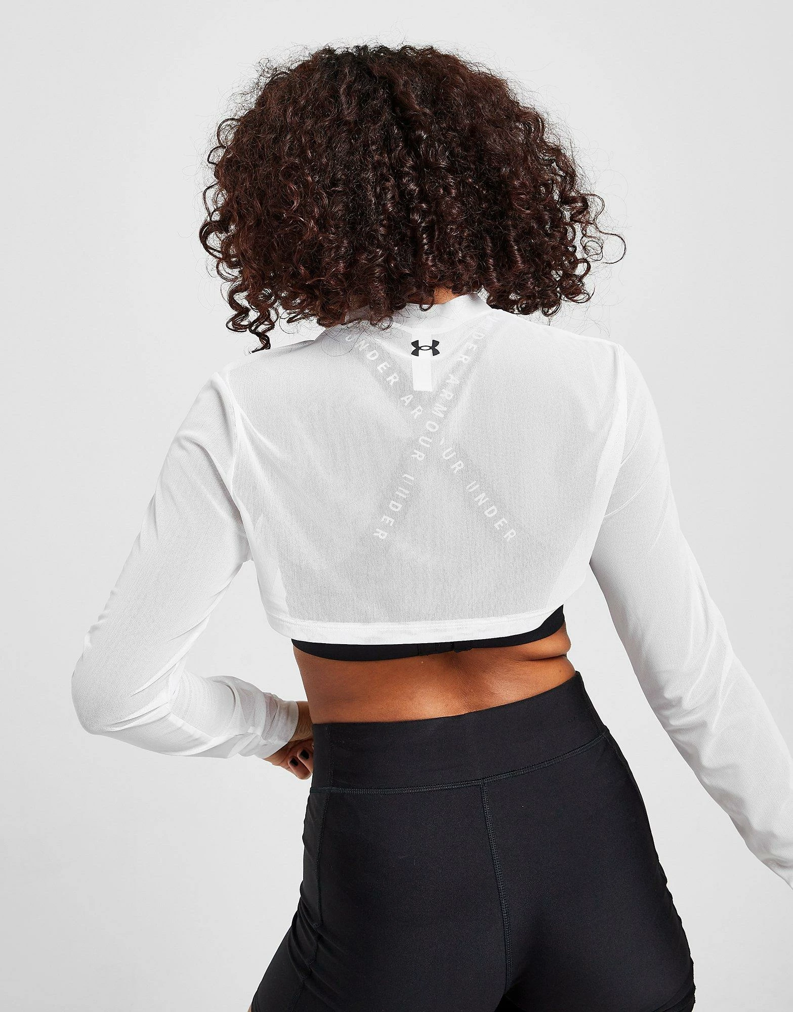 Under Armour Mesh Long Sleeve Super-Crop Top Hvid - Billede 4