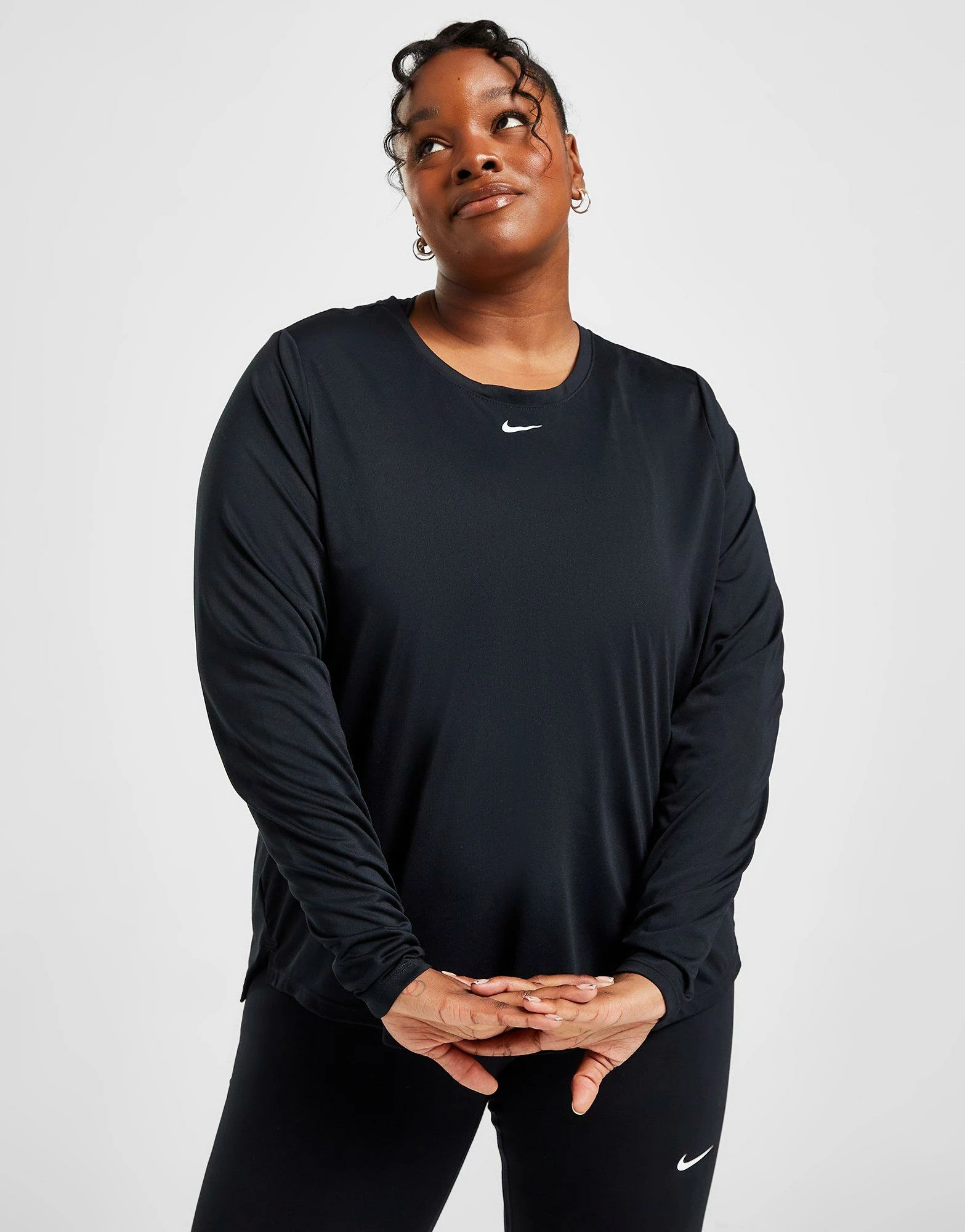 Nike Plus Size Langærmet T-Shirt Dame Sort - Billede 2