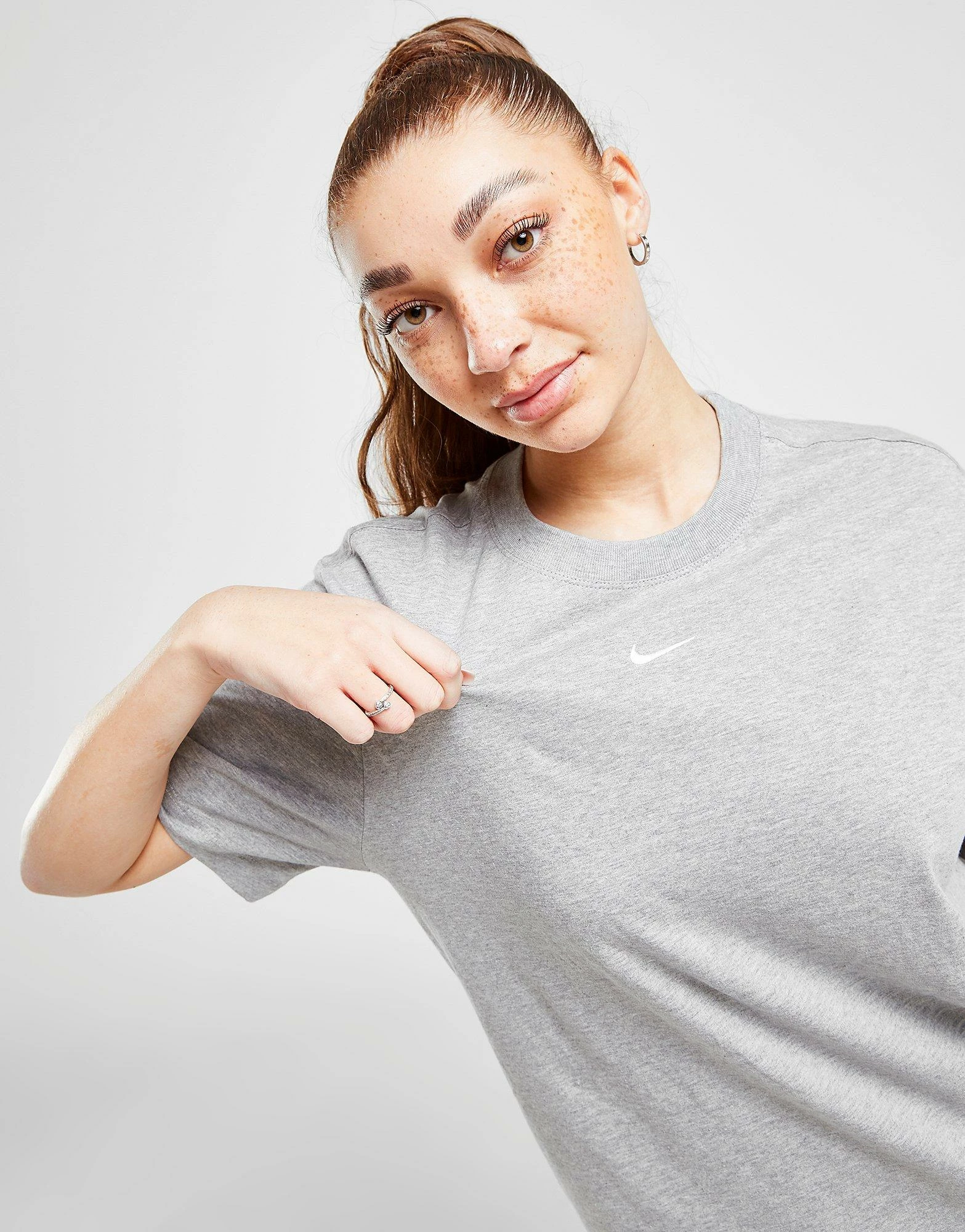 Nike Essential Logo Boyfriend T-Shirt Dame Grå - Billede 4