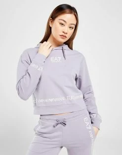 Emporio Armani EA7 Tape Crop Hoodie Lilla
