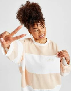 LEVI'S Stripe Crew Sweatshirt Pink