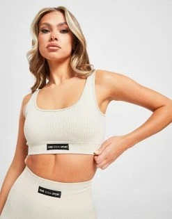 Pink Soda Sport Ribbed Seamless Bra Creme