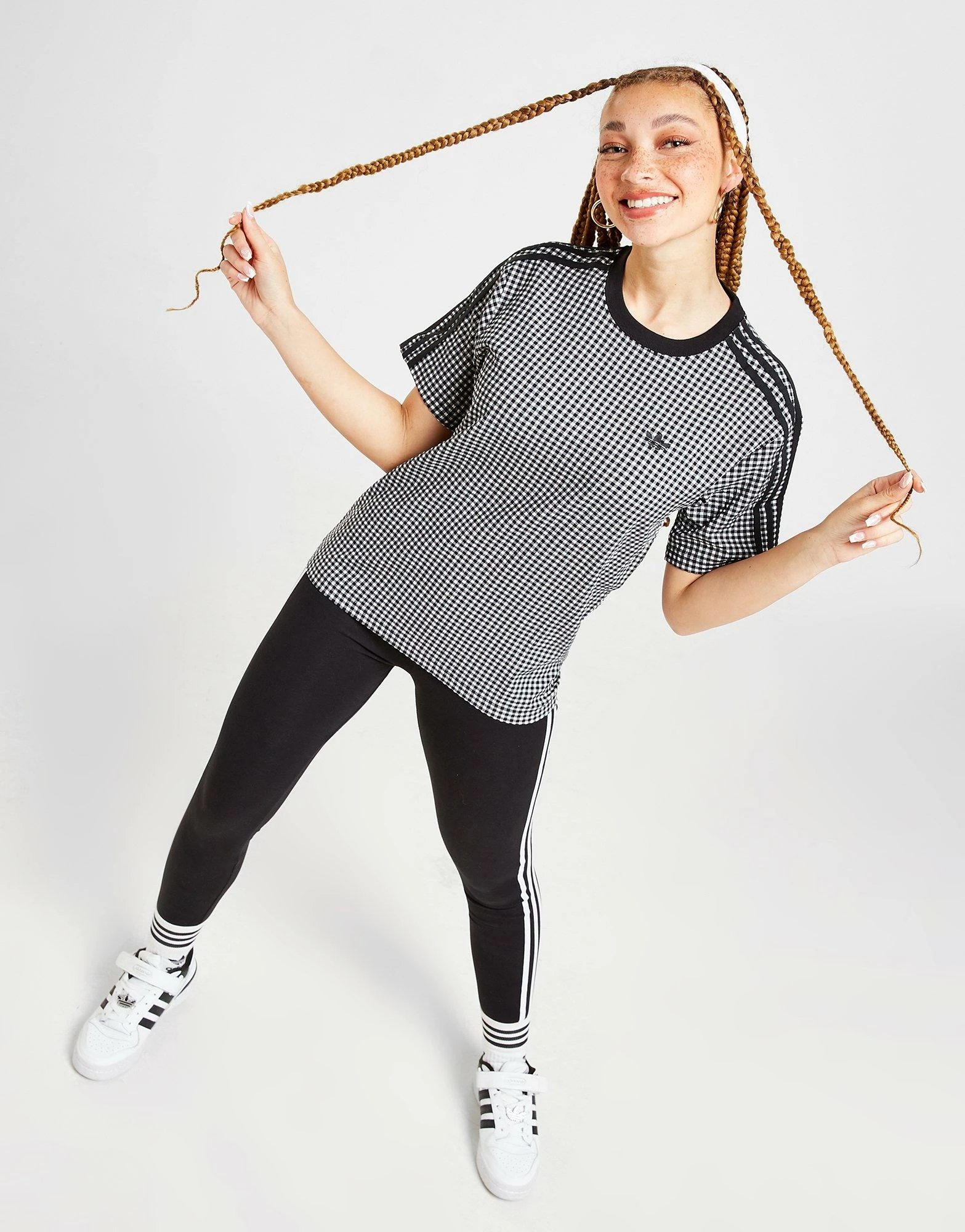 Adidas Originals Gingham T-Shirt Sort - Billede 4