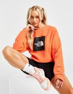 The North Face Box Logo Crew Sweatshirt Orange