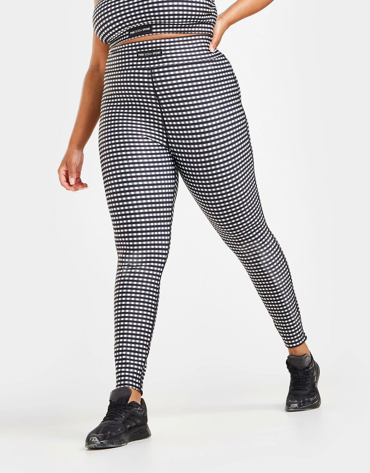 Pink Soda Sport Plus Size Gingham Tights Sort - Billede 2