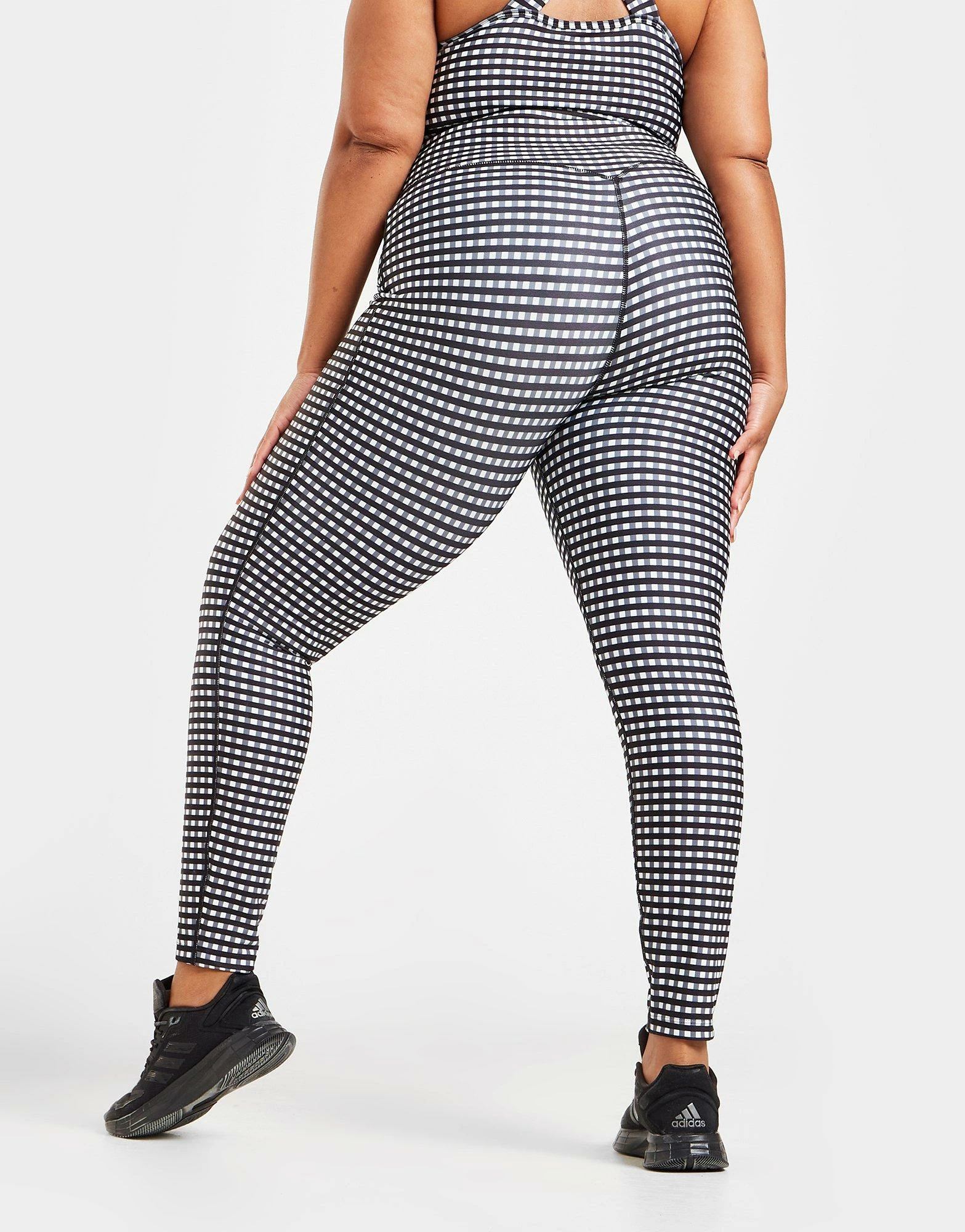 Pink Soda Sport Plus Size Gingham Tights Sort - Billede 3