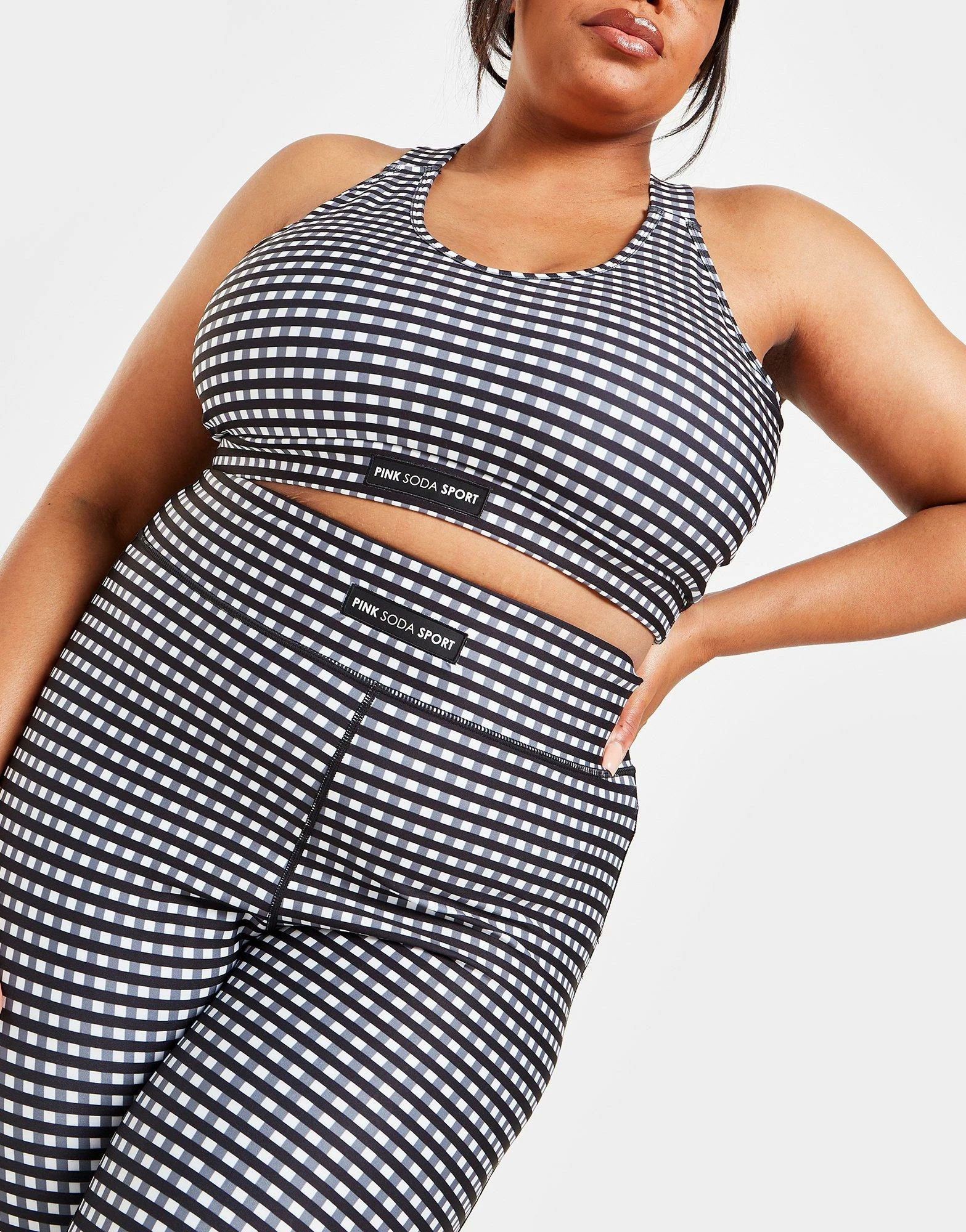 Pink Soda Sport Plus Size Gingham Tights Sort - Billede 4