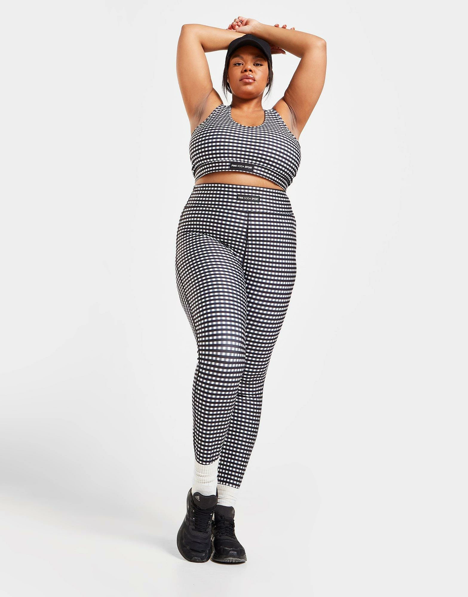 Pink Soda Sport Plus Size Gingham Tights Sort - Billede 5