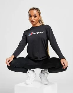 Berghaus Logo Long Sleeve Boyfriend T-Shirt Sort