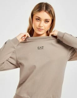 Emporio Armani EA7 Repeat Eagle Crew Sweatshirt Dame Beige