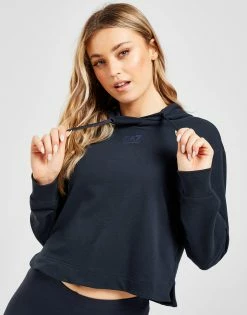 Emporio Armani EA7 Back Logo Crop Hoodie Blå