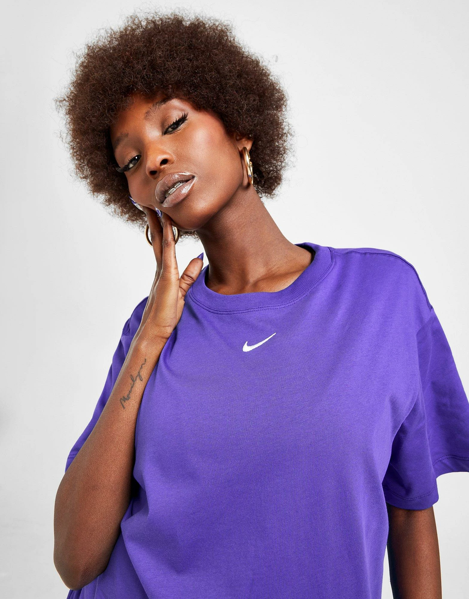Nike Essential Logo Boyfriend T-Shirt Dame Blå - Billede 3