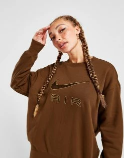 Nike Air Fleece Crew Sweatshirt Dame Brun