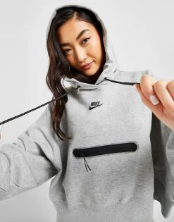 Nike Tech Fleece Oversized Crop Hoodie Sort
