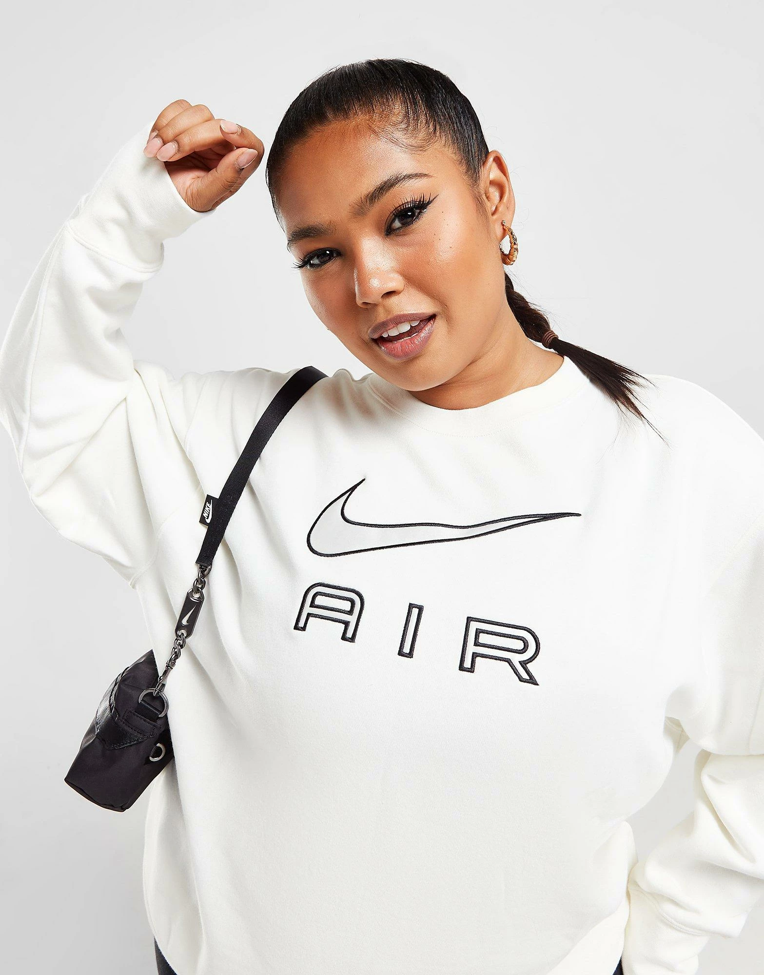 Nike Plus Size Air Fleece Crew Sweatshirt Hvid - Billede 2