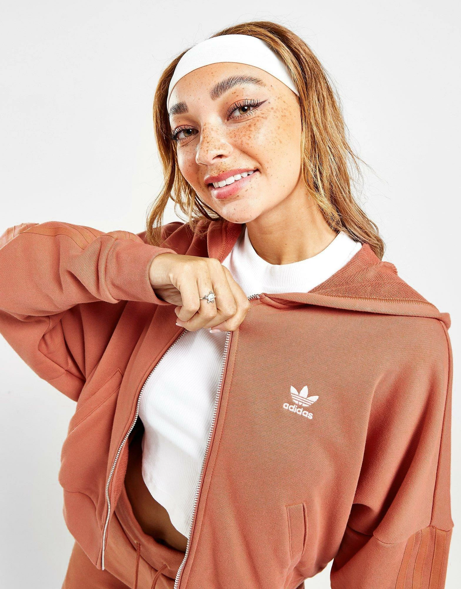 Adidas Originals 3-Stripes Full Zip Hættetrøje Pink - Billede 2