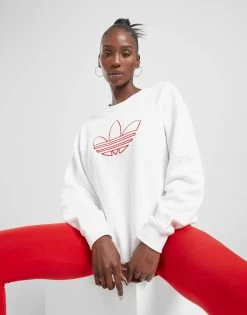 Adidas Originals Outline Trefoil Crew Sweatshirt Hvid