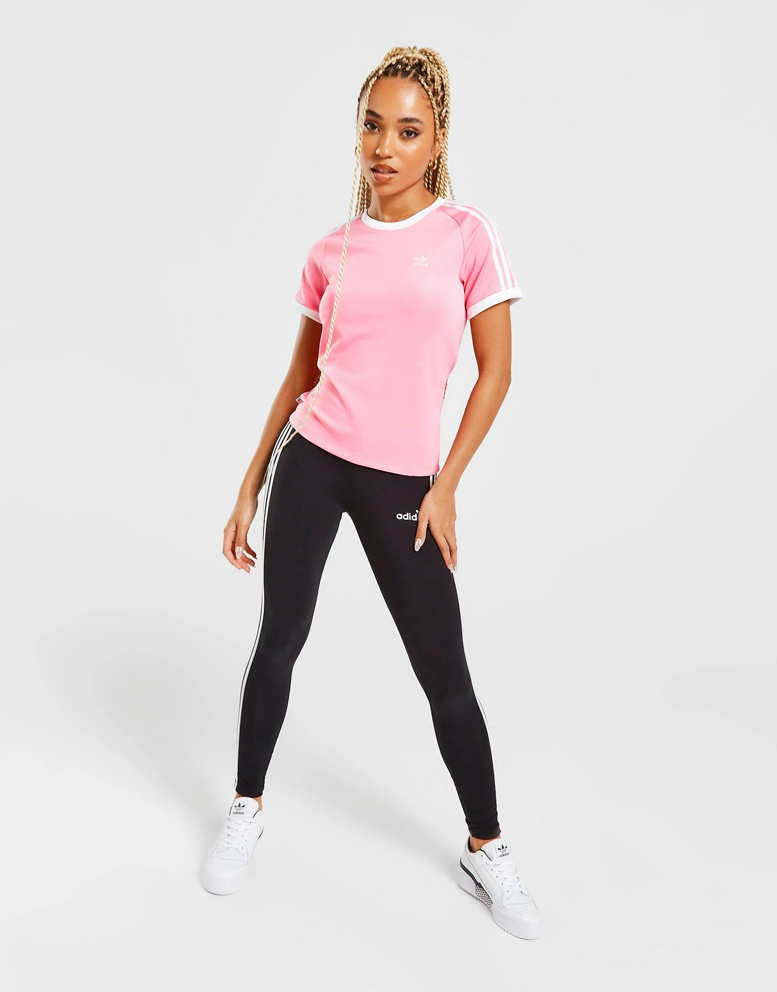 Adidas Originals 3-stripes Slim T-shirt Pink - Billede 4
