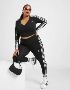 Adidas Originals 3 Stripe 'Plus Size' Leggings Sort