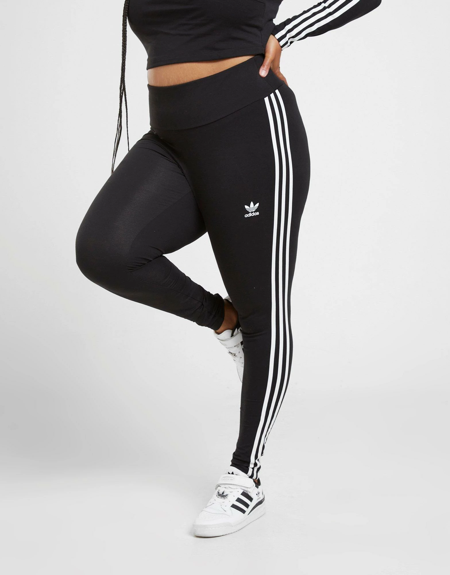 Adidas Originals 3 Stripe 'Plus Size' Leggings Sort - Billede 4