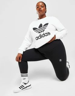 Adidas Originals Plus Size Trefoil Essential Rib Leggings Dame Sort