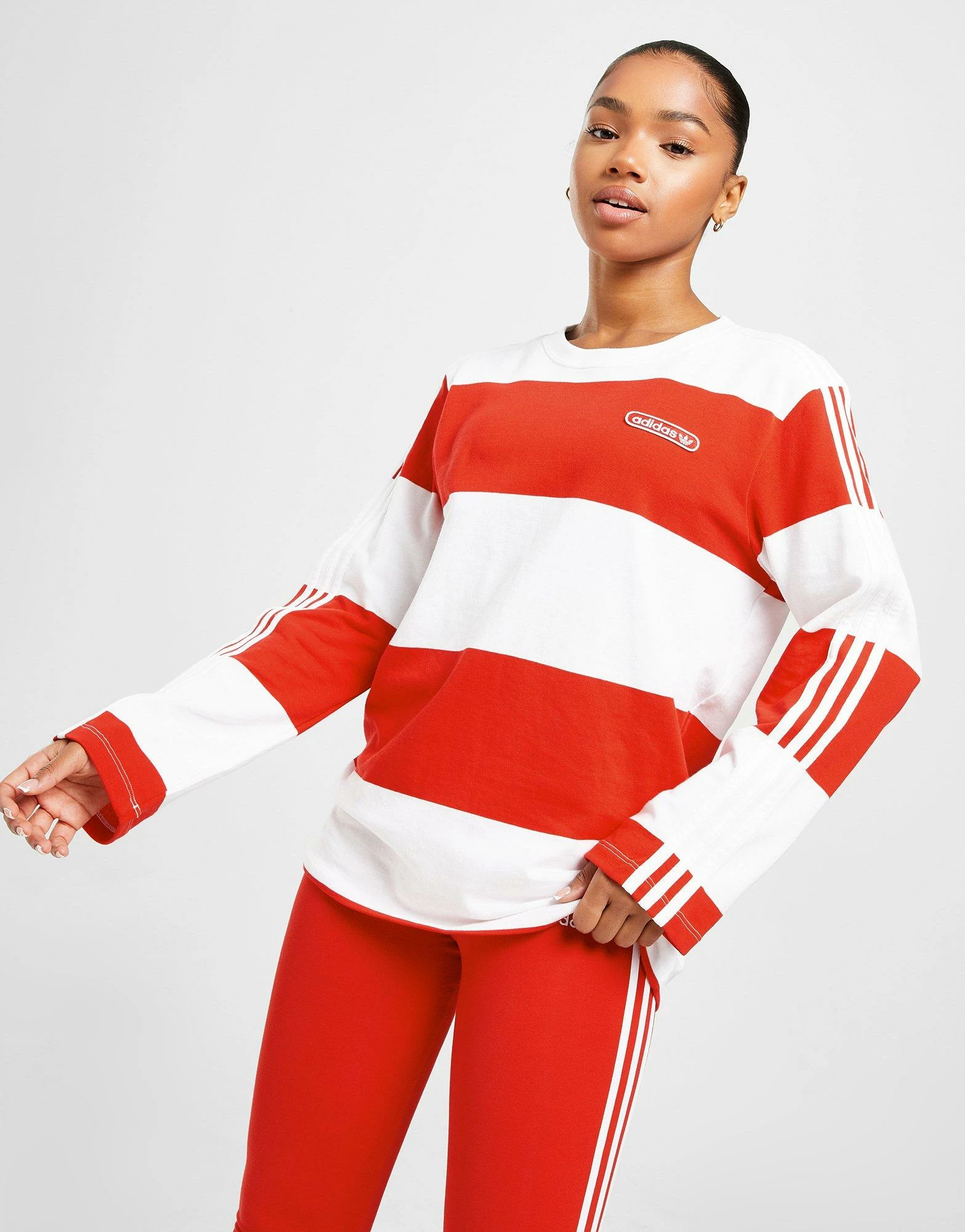 Adidas Originals Stripe Long Sleeve T-Shirt Rød - Billede 2