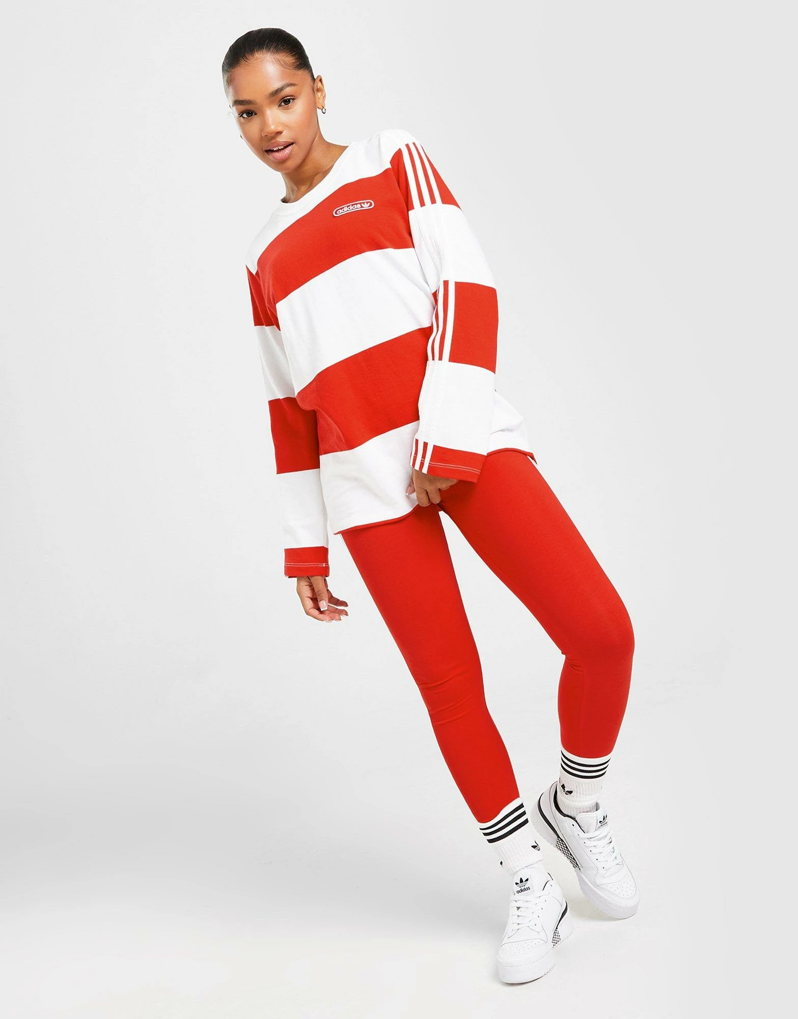 Adidas Originals Stripe Long Sleeve T-Shirt Rød - Billede 3