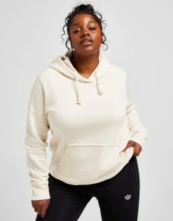Adidas Originals Plus Size Trefoil Essential Overhead Fleece Hoodie Hvid