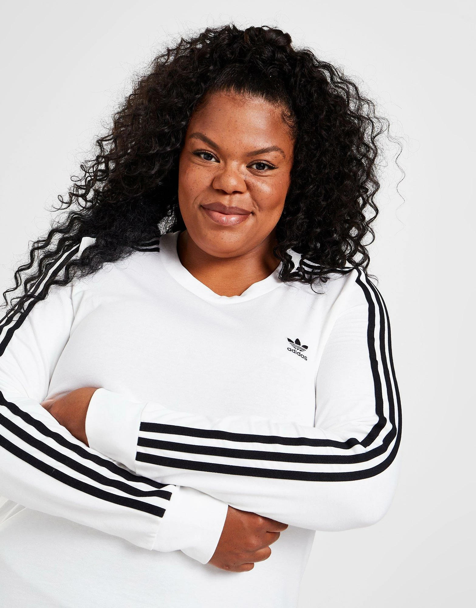 Adidas Originals Plus Size Langærmet California T-Shirt Dame Hvid - Billede 4